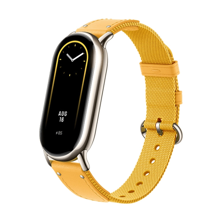 Original For Xiaomi Mi Band 8 Nylon Braided + Leather Watch Band(Yellow) - Watch Bands by Xiaomi | Online Shopping UK | buy2fix