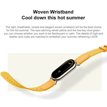 Original For Xiaomi Mi Band 8 Nylon Braided + Leather Watch Band(Yellow) - Watch Bands by Xiaomi | Online Shopping UK | buy2fix