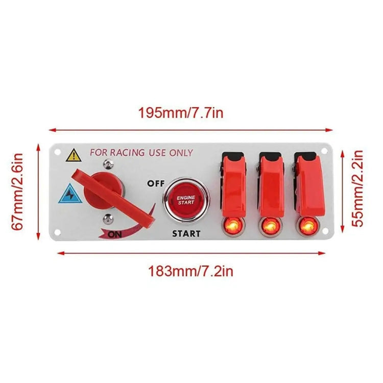 12V Racing Car LED Ignition Switch One Key Start Combination Panel - In Car by buy2fix | Online Shopping UK | buy2fix