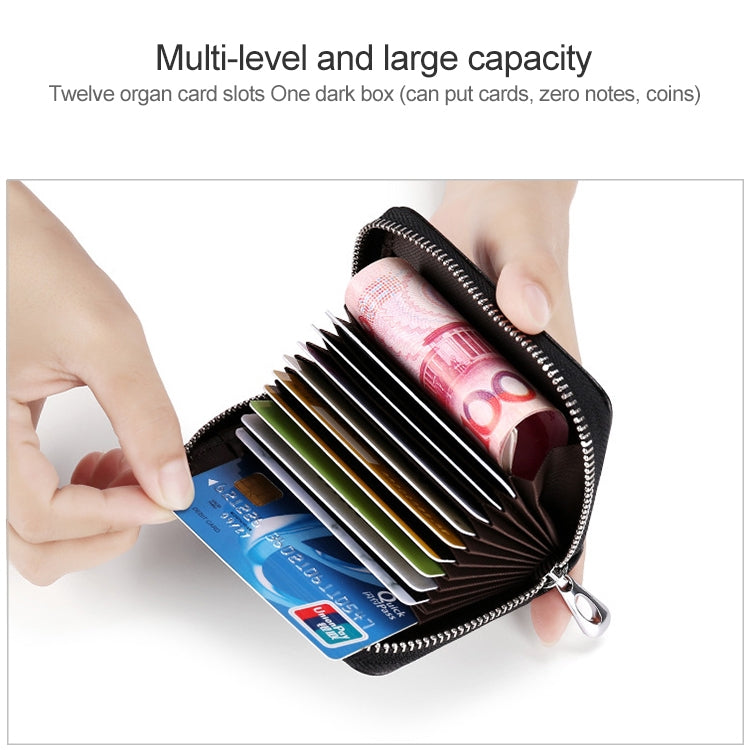 KB155 Antimagnetic RFID Zipper Leather Large-capacity Cards Holder Wallet(Black) - Antimagnetic RFID Package by buy2fix | Online Shopping UK | buy2fix