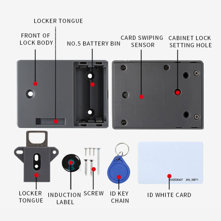 T3 ABS Magnetic Card Induction Lock Invisible Single Open Cabinet Door Lock (Black) - Home & Garden by buy2fix | Online Shopping UK | buy2fix