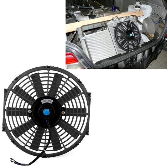 12V 80W 12 inch Car Cooling Fan High-power Modified Tank Fan Cooling Fan Powerful Auto Fan Mini Air Conditioner for Car(Black) - Heating & Fans by buy2fix | Online Shopping UK | buy2fix