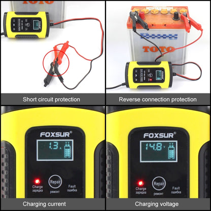 12V 6A Intelligent Universal Battery Charger for Car Motorcycle, Length: 55cm, UK Plug(Yellow) - In Car by FOXSUR | Online Shopping UK | buy2fix