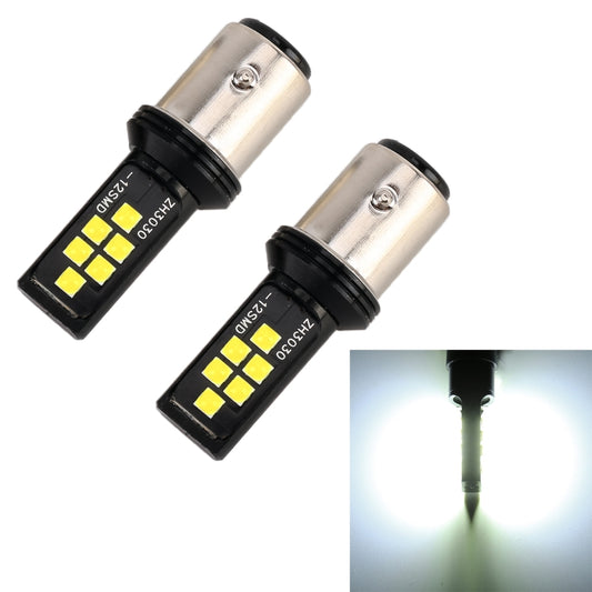 2 PCS 1157 DC9-16V / 3.5W Car Auto Brake Lights 12LEDs SMD-ZH3030 Lamps, with Constant Current(White Light) - Brake Lights by buy2fix | Online Shopping UK | buy2fix