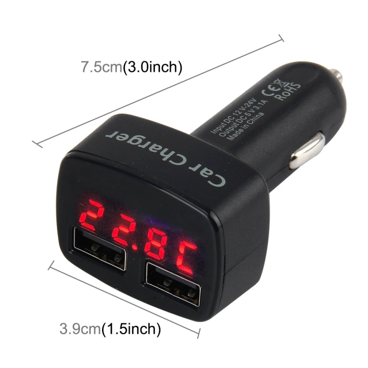 DC 12-24V Input Intelligent Matching Current Intelligent Charge 5V 3.1A Output Dual USB Ports Car Charger - In Car by buy2fix | Online Shopping UK | buy2fix