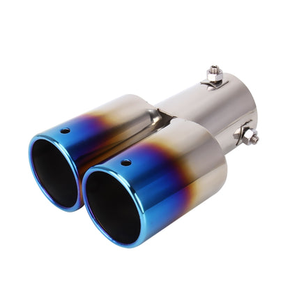 Universal Car Styling Stainless Steel Straight Double Outlets Exhaust Tail Muffler Tip Pipe(Blue) - In Car by buy2fix | Online Shopping UK | buy2fix