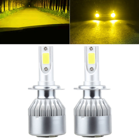 2 PCS H7 18W 1800 LM 3000K IP68 Casnbus Constant Current Car LED Headlight with 2 COB Lamps, DC 9-36V(Gold Light) - LED Headlamps by buy2fix | Online Shopping UK | buy2fix