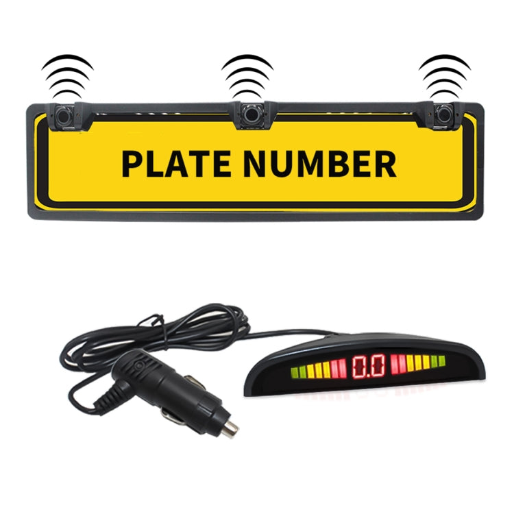 PZ300L-W Wireless Europe Car License Plate Frame Parking Sensors Reversing Radar with 3 Radar Detector - In Car by buy2fix | Online Shopping UK | buy2fix