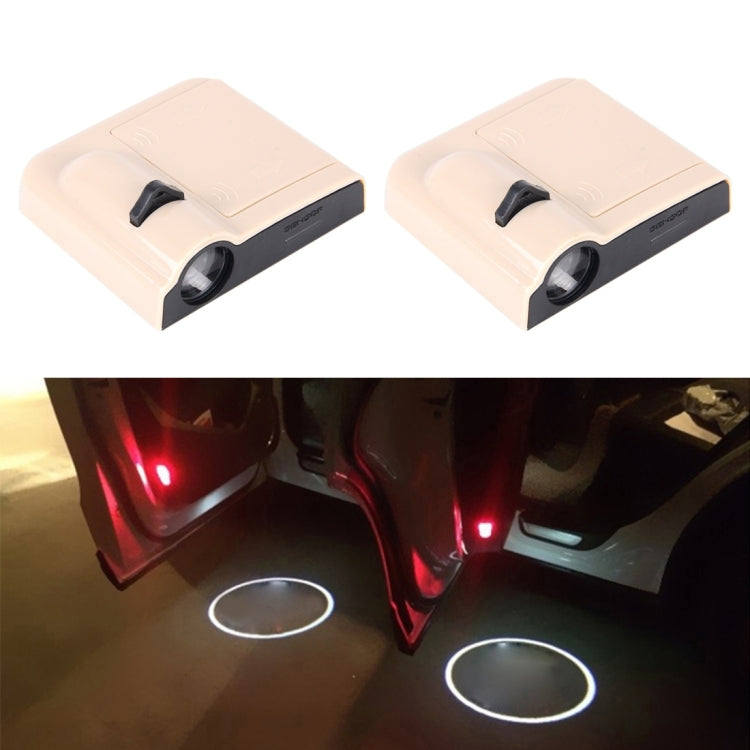 2 PCS LED Ghost Shadow Light, Car Door LED Laser Welcome Decorative Light, Display Logo for Volvo Car Brand(Khaki) - Door Lights by buy2fix | Online Shopping UK | buy2fix