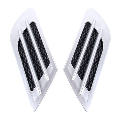 2 PCS Euro Style Plastic Decorative Air Flow Intake Turbo Bonnet Hood Side Vent Grille Cover With Self-adhesive Sticker(Silver) - In Car by buy2fix | Online Shopping UK | buy2fix
