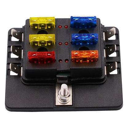 1 in 6 Out Fuse Box PC Terminal Block Fuse Holder Kits with LED Warning Indicator for Auto Car Truck Boat - In Car by buy2fix | Online Shopping UK | buy2fix