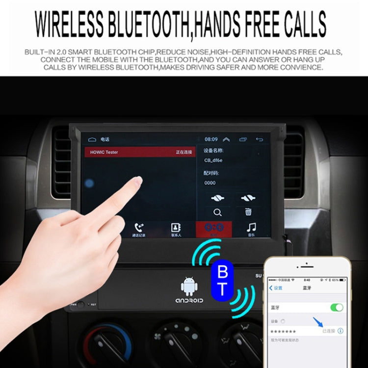 SU 9701 2GB+16GB 7 inch HD Manual Telescoping Car Android Radio Receiver MP5 Player, Support FM & Bluetooth & TF Card & GPS & Phone Link & WiFi - In Car by buy2fix | Online Shopping UK | buy2fix