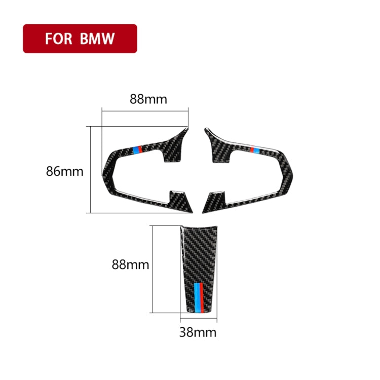 3 in 1 Car Carbon Fiber Tricolor Steering Wheel Button Decorative Sticker for BMW 5 Series G30 X3 G01, Left and Right Drive Universal -  by buy2fix | Online Shopping UK | buy2fix