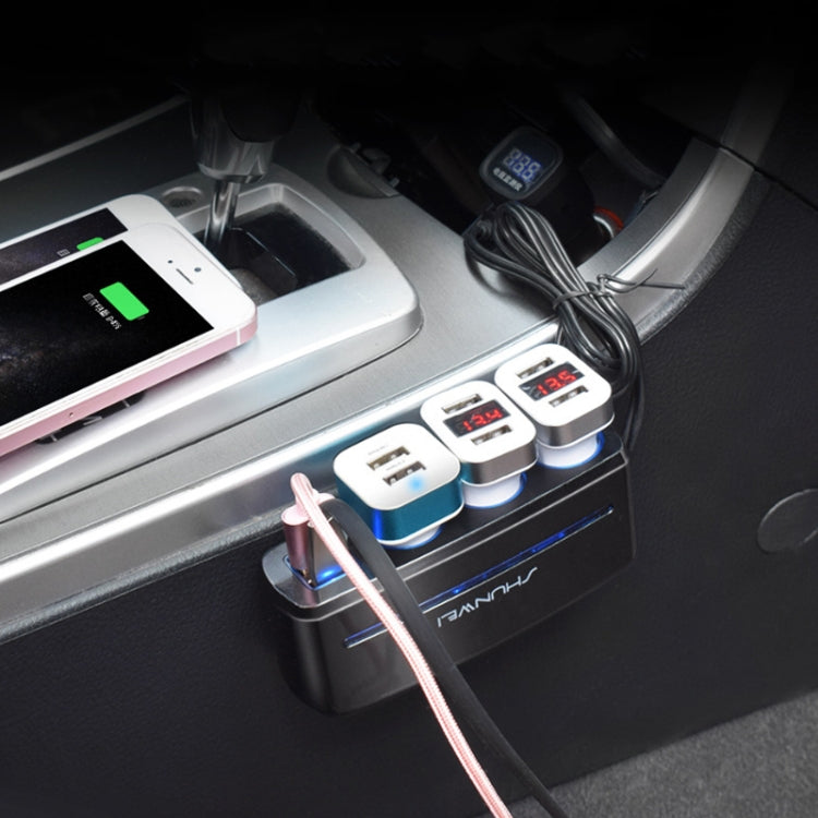 SHUNWEI SD-1939D 120W QC3.0 Car 3 in 1 Dual USB Charger Cigarette Lighter -  by SHUNWEI | Online Shopping UK | buy2fix