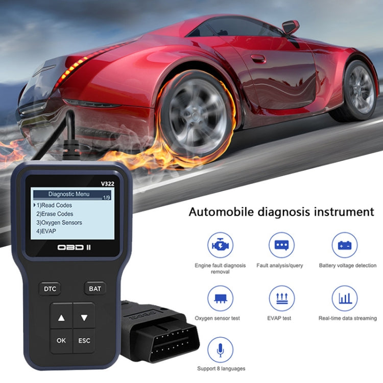 V322 Car OBD Handheld Code Reader Multilingual Fault Diagnosis Device - In Car by buy2fix | Online Shopping UK | buy2fix