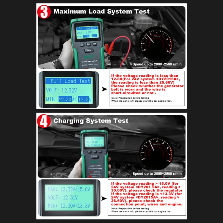 DUOYI DY2015A Car 12V 24V Digital CCA Load Battery Charging Digital Capacity Tester - Electronic Test by DUOYI | Online Shopping UK | buy2fix