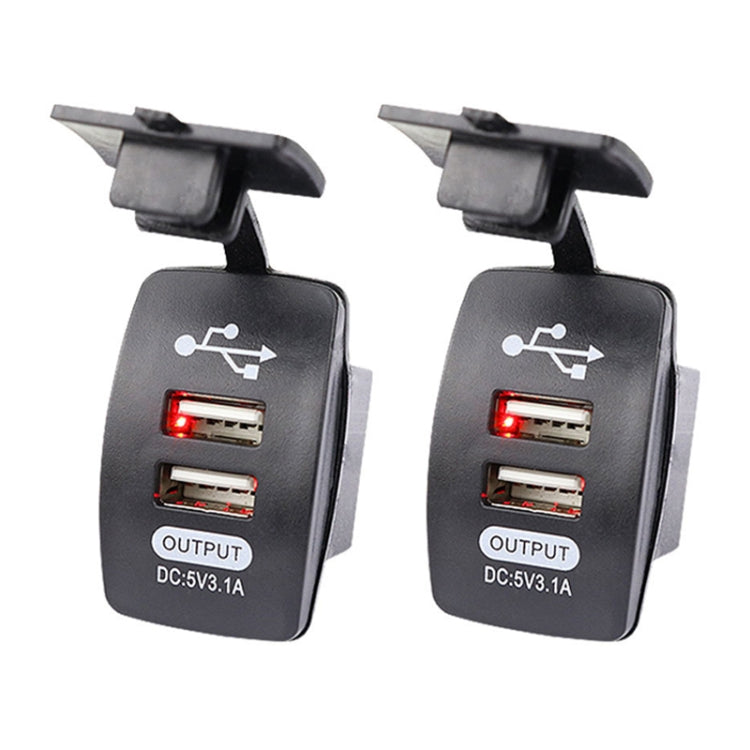 2 PCS Switch Type Dual USB 3.1A Car Charger 12-24V (Red Light) - In Car by buy2fix | Online Shopping UK | buy2fix