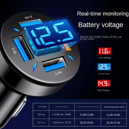 2pcs 4 in 1 USB 66W Digital Display Car Super Fast Charger - In Car by buy2fix | Online Shopping UK | buy2fix