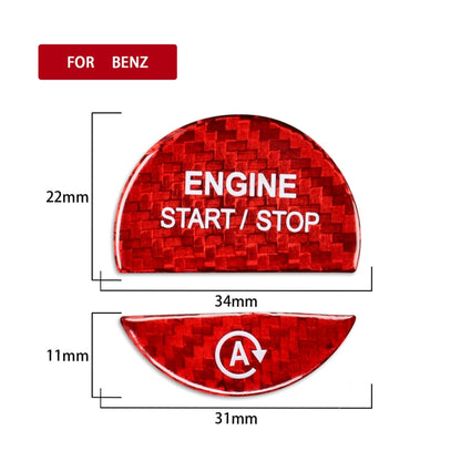 For Mercedes-Benz C/S Class 2022 Style Car Carbon Fiber One-click Start Button Decorative Sticker,Left and Right Drive Universal (Red) - In Car by buy2fix | Online Shopping UK | buy2fix