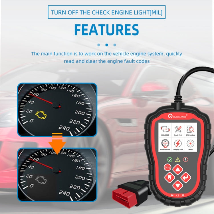 QUICKLYKS T41 Car OBD2 EOBD Fault Diagnostic Tool Fault Detector - In Car by buy2fix | Online Shopping UK | buy2fix