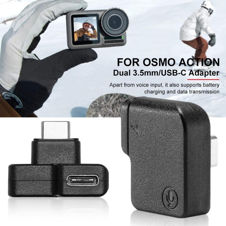 3.5mm + USB-C / Type-C to USB-C / Type-C Mic Mount Microphone Charging Audio Connector Adapter for DJI OSMO Action -  by buy2fix | Online Shopping UK | buy2fix