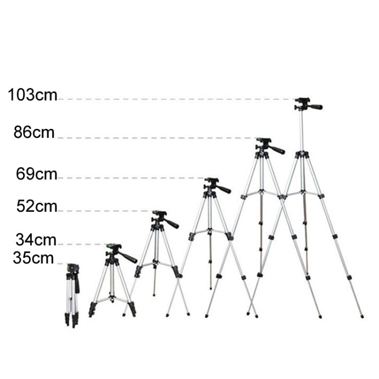 3120 Live Broadcast Tripod 4-Section Folding Legs Aluminum Alloy Tripod Mount with U-Shape Three-Dimensional Tripod Head for DSLR & Digital Camera, Adjustable Height: 34-103cm(Silver) - Camera Accessories by buy2fix | Online Shopping UK | buy2fix