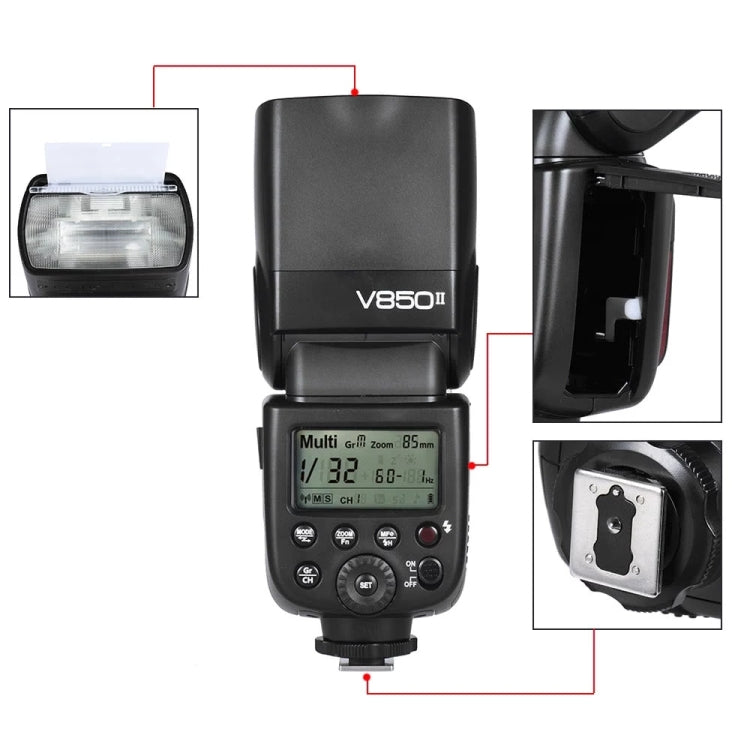 Godox V850II 2.4GHz Wireless 1/8000s HSS Flash Speedlite for Canon / Nikon DSLR Cameras(Black) - Shoe Mount Flashes by Godox | Online Shopping UK | buy2fix