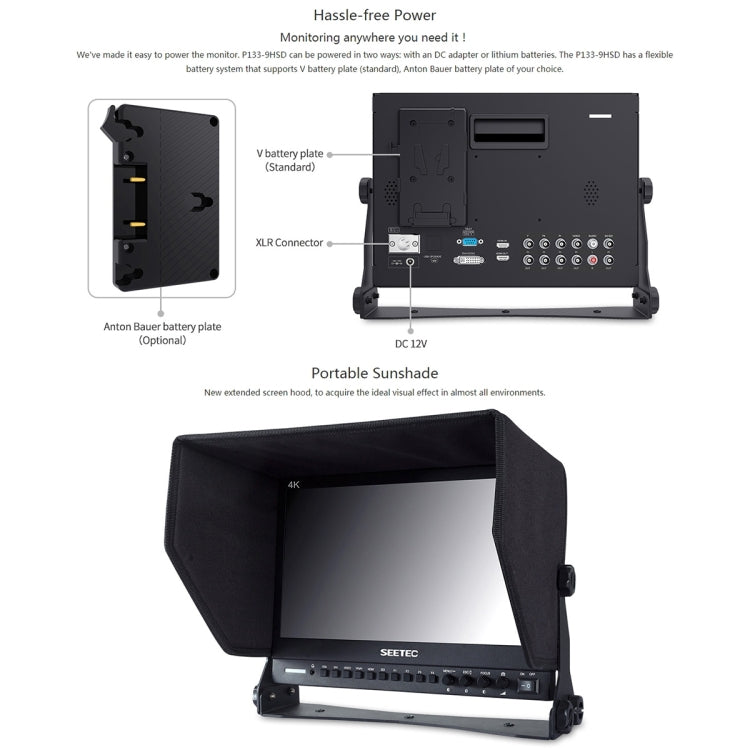 SEETEC P133-9HSD 1920x1080 13.3 inch Broadcast Level Full HD Media Film Camera Field Monitor - On-camera Monitors by SEETEC | Online Shopping UK | buy2fix