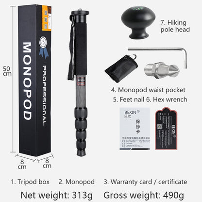 BEXIN MCS285 Portable Travel Outdoor DSLR Camera Carbon Fiber Monopod Holder (Black) - Camera Accessories by BEXIN | Online Shopping UK | buy2fix