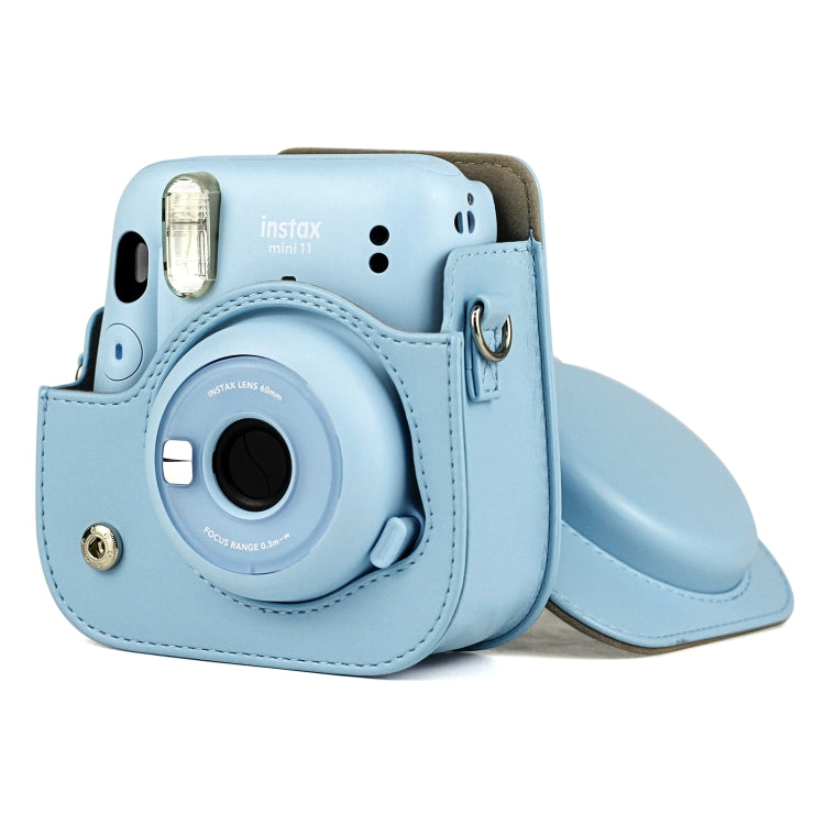 Solid Color Full Body Camera Leather Case Bag with Strap for FUJIFILM Instax mini 11 (Blue) - Camera Accessories by buy2fix | Online Shopping UK | buy2fix