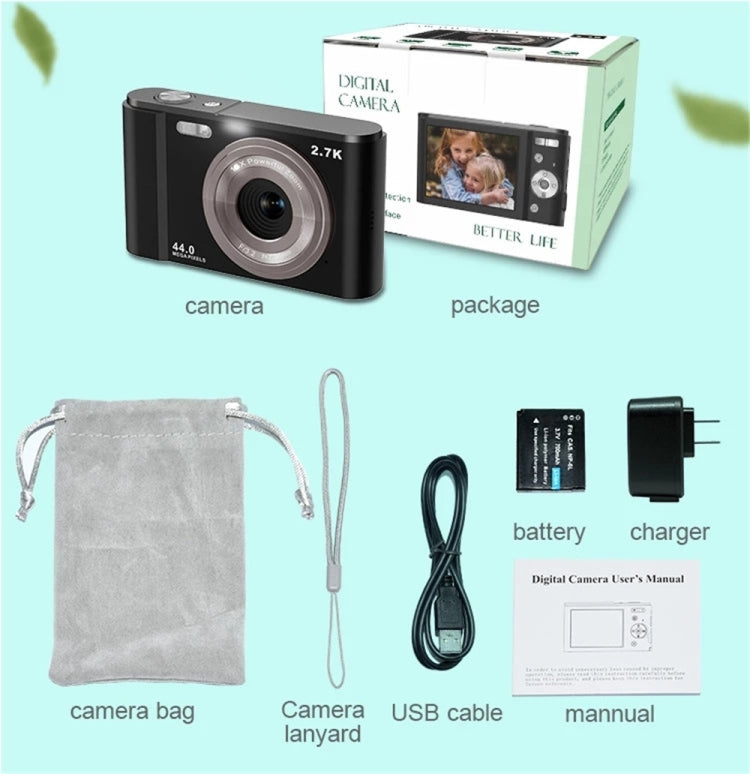 DC302 2.88 inch 44MP 16X Zoom 2.7K Full HD Digital Camera Children Card Camera, EU Plug (Pink) - Consumer Electronics by buy2fix | Online Shopping UK | buy2fix