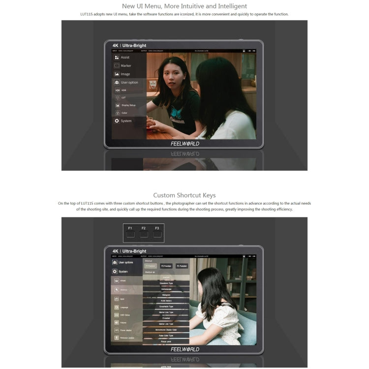 FEELWORLD LUT11S 10.1 inch Ultra High Bright 2000nit Touch Screen DSLR Camera Field Monitor, 3G-SDI 4K HDMI Input Output 1920 x 1200 IPS Panel(US Plug) - On-camera Monitors by FEELWORLD | Online Shopping UK | buy2fix