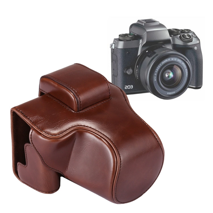 Full Body Camera PU Leather Case Bag with Strap for Canon EOS M5 (Coffee) - Camera Accessories by buy2fix | Online Shopping UK | buy2fix
