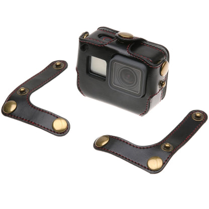 For GoPro HERO7 Black /6 /5  PU Leather Housing Case with Neck Strap & Buttons(Black) - DJI & GoPro Accessories by buy2fix | Online Shopping UK | buy2fix