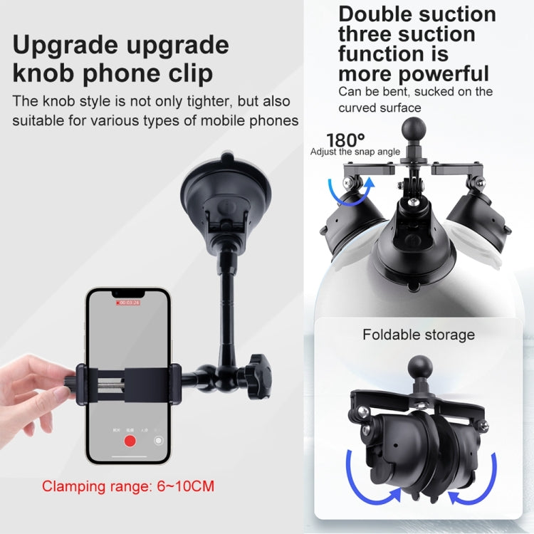 Single Suction Cup Articulating Friction Magic Arm Phone Clamp Mount (Black) - DJI & GoPro Accessories by buy2fix | Online Shopping UK | buy2fix