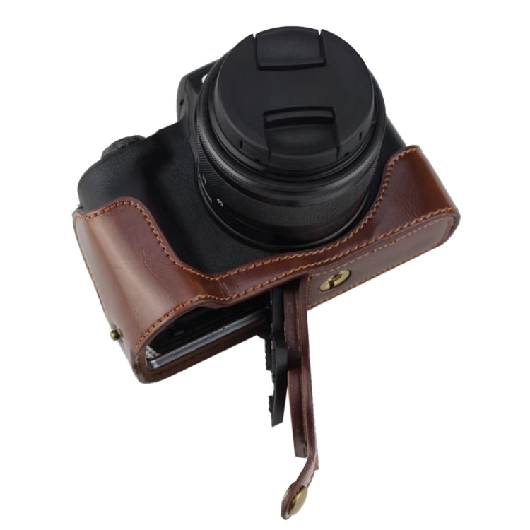1/4 inch Thread PU Leather Camera Half Case Base for Canon EOS M50 / M50 Mark II (Coffee) - Camera Accessories by buy2fix | Online Shopping UK | buy2fix