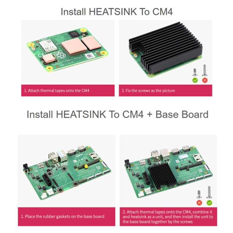 WAVESHARE Aluminum Heatsink for Raspberry Pi CM4, with Antenna Notch (Black) - Consumer Electronics by WAVESHARE | Online Shopping UK | buy2fix