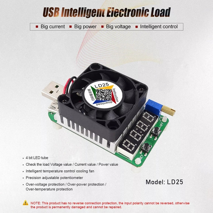 LD25 Adjustable Current Voltage Electronic USB Load Resistor Discharge Battery Test - Consumer Electronics by buy2fix | Online Shopping UK | buy2fix