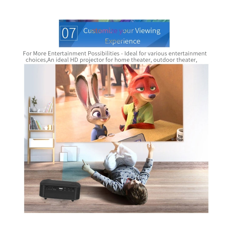 A2000 Portable Projector 800 Lumen LCD Home Theater Video Projector, Support 1080P, EU Plug (Black) - Consumer Electronics by buy2fix | Online Shopping UK | buy2fix