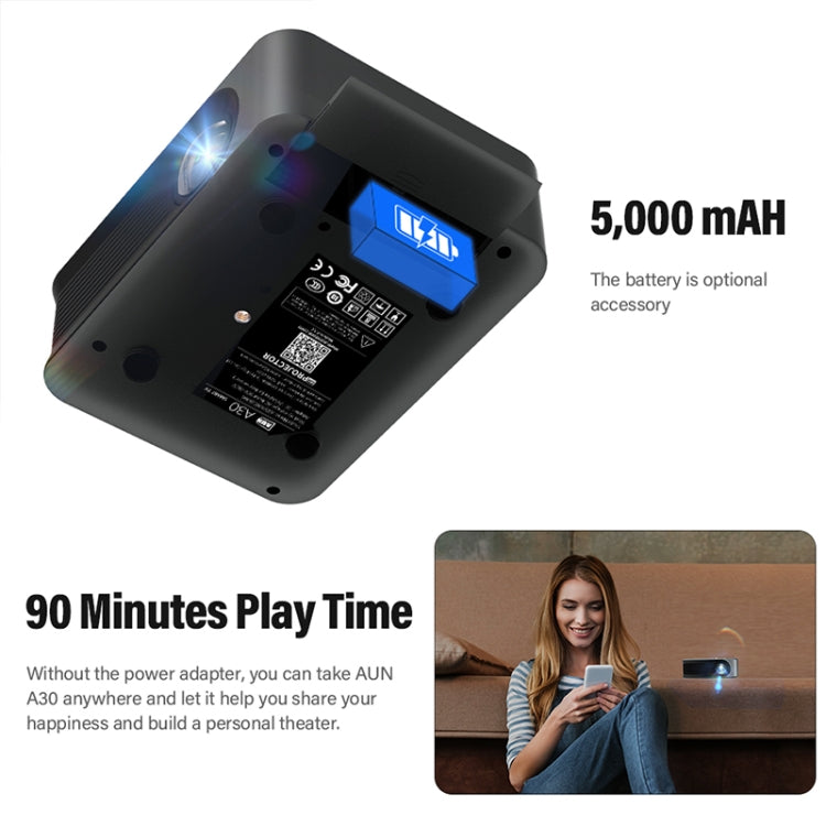 AUN A30C 480P 3000 Lumens Sync Screen Version Portable Home Theater LED HD Digital Projector (US Plug) - LED Projector by AUN | Online Shopping UK | buy2fix