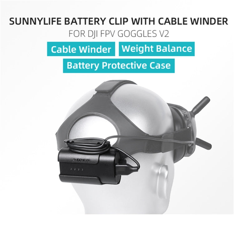 Sunnylife Battery Clip Holder Cable Management Winder Protective Case for DJI FPV Goggles V2(Black) - Mount & Holder by Sunnylife | Online Shopping UK | buy2fix