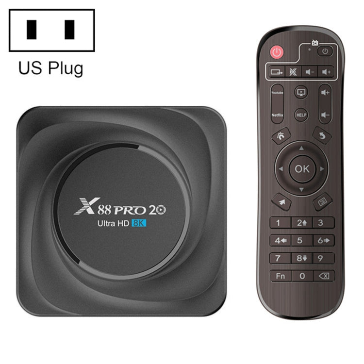 X88 Pro 20 4K Smart TV BOX Android 11.0 Media Player with Infrared Remote Control, RK3566 Quad Core 64bit Cortex-A55 up to 1.8GHz, RAM: 4GB, ROM: 32GB, Support Dual Band WiFi, Bluetooth, Ethernet, US Plug - Consumer Electronics by buy2fix | Online Shopping UK | buy2fix