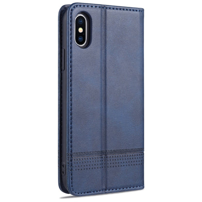 For iPhone XS Max AZNS Magnetic Calf Texture Horizontal Flip Leather Case with Card Slots & Holder & Wallet(Dark Blue) - More iPhone Cases by AZNS | Online Shopping UK | buy2fix