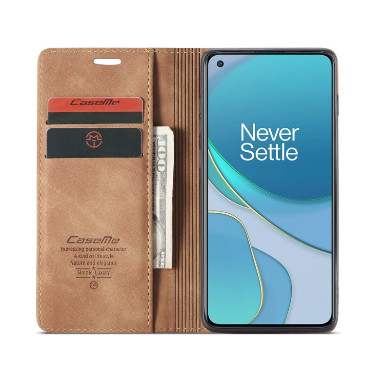 For OnePlus 8T CaseMe-013 Multifunctional Retro Frosted Horizontal Flip Leather Case with Card Slot & Holder & Wallet(Brown) - OnePlus Cases by CaseMe | Online Shopping UK | buy2fix