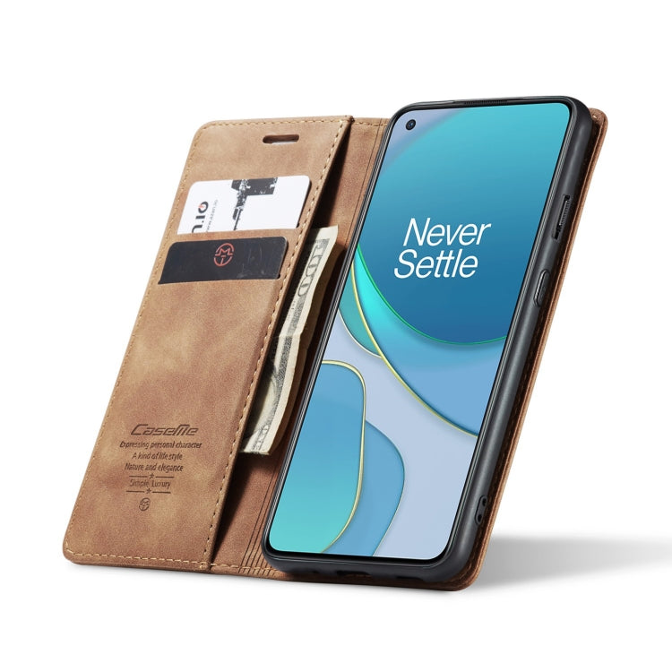 For OnePlus 8T CaseMe-013 Multifunctional Retro Frosted Horizontal Flip Leather Case with Card Slot & Holder & Wallet(Brown) - OnePlus Cases by CaseMe | Online Shopping UK | buy2fix