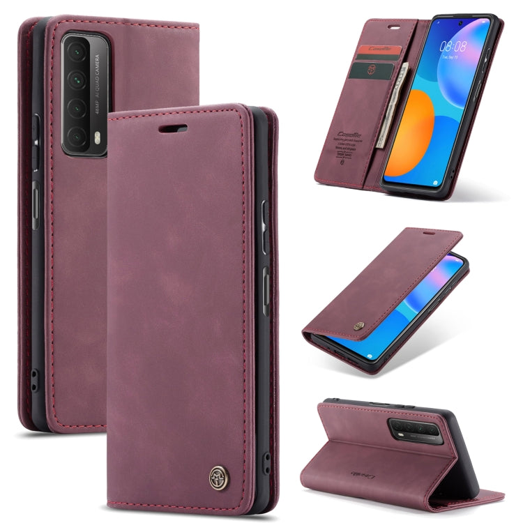 For Huawei P Smart 2021 CaseMe-013 Multifunctional Retro Frosted Horizontal Flip Leather Case with Card Slot & Holder & Wallet(Wine Red) - Mobile Accessories by CaseMe | Online Shopping UK | buy2fix