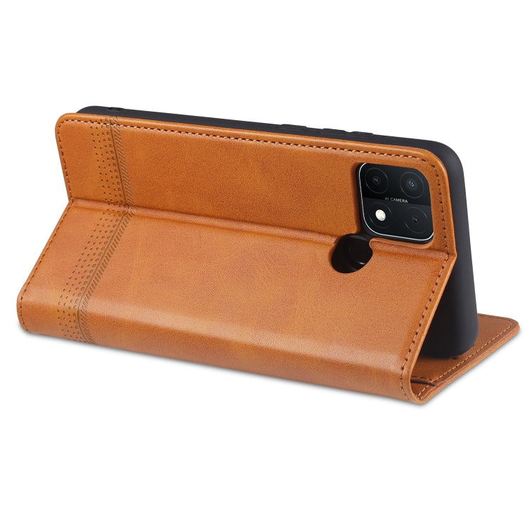 For OPPO A15 AZNS Magnetic Calf Texture Horizontal Flip Leather Case with Card Slots & Holder & Wallet(Dark Brown) - OPPO Cases by AZNS | Online Shopping UK | buy2fix