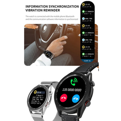 M98 1.28 inch IPS Color Screen IP67 Waterproof Smart Watch, Support Sleep Monitor / Heart Rate Monitor / Bluetooth Call, Style:Leather Strap(Black) - Smart Wear by buy2fix | Online Shopping UK | buy2fix