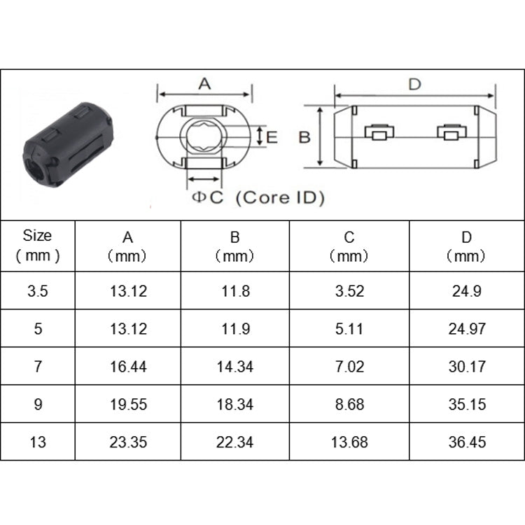 10 PCS / Pack 7mm Anti-interference Degaussing Ring Ferrite Ring Cable Clip Core Noise Suppressor Filter - In Car by buy2fix | Online Shopping UK | buy2fix