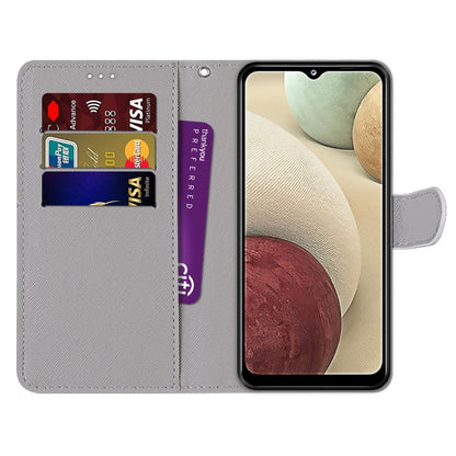For Samsung Galaxy A12 / M12 Coloured Drawing Cross Texture Horizontal Flip PU Leather Case with Holder & Card Slots & Wallet & Lanyard(Purple Green Starry Sky) - Samsung Accessories by buy2fix | Online Shopping UK | buy2fix
